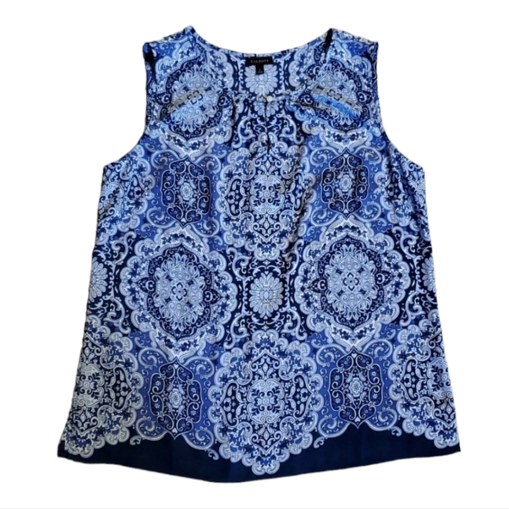 Talbots Blue Paisley Tank Top Small